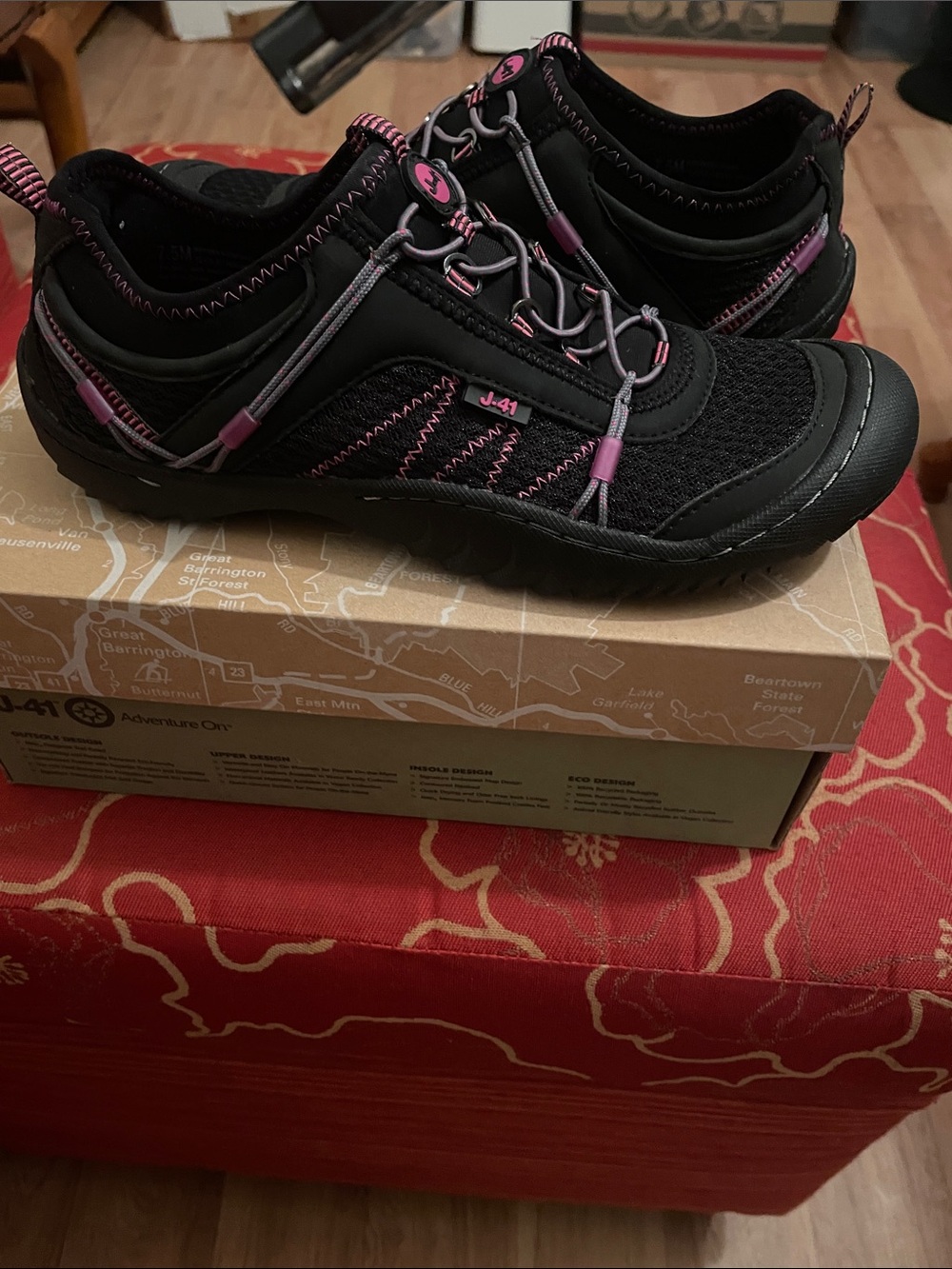 J-41 Black and Pink Women's Athletic Slip-On Sneakers